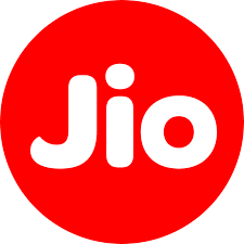 Jio का आधिकारिक लोगो, जो भारत की प्रमुख दूरसंचार कंपनी का प्रतीक है।